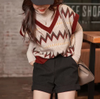Vintage Lattice V-Neck Sweater