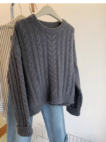 Women's Dark Gray Short Sweater