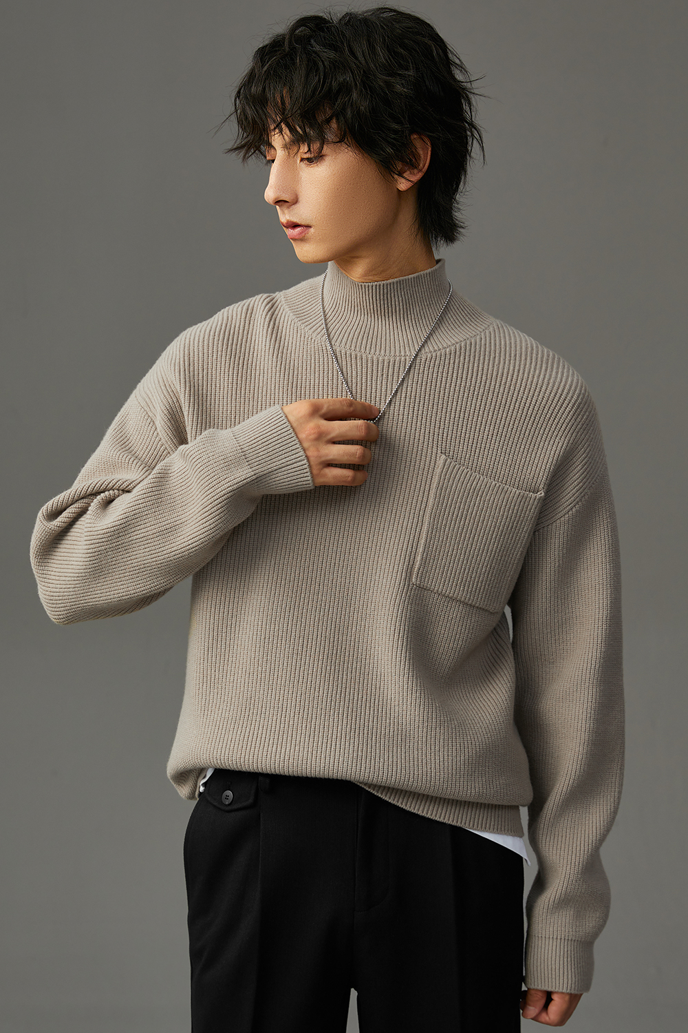 Designer Men's Turtleneck Sweater off white