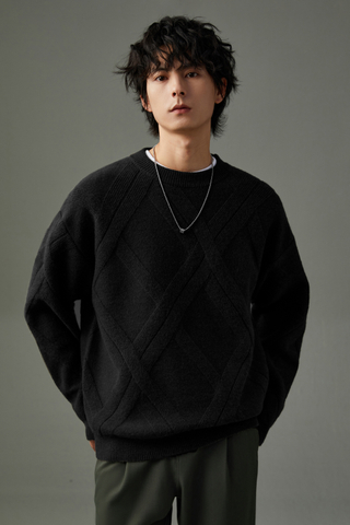 Men's Crew Neck Diamond Sweater