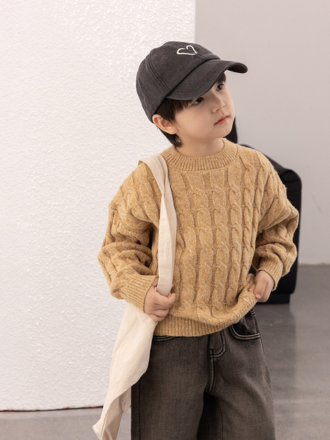 Boys' Brown Pullover Sweater