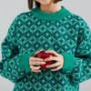 Girls\' Vintage Lattice Jacquard Sweater