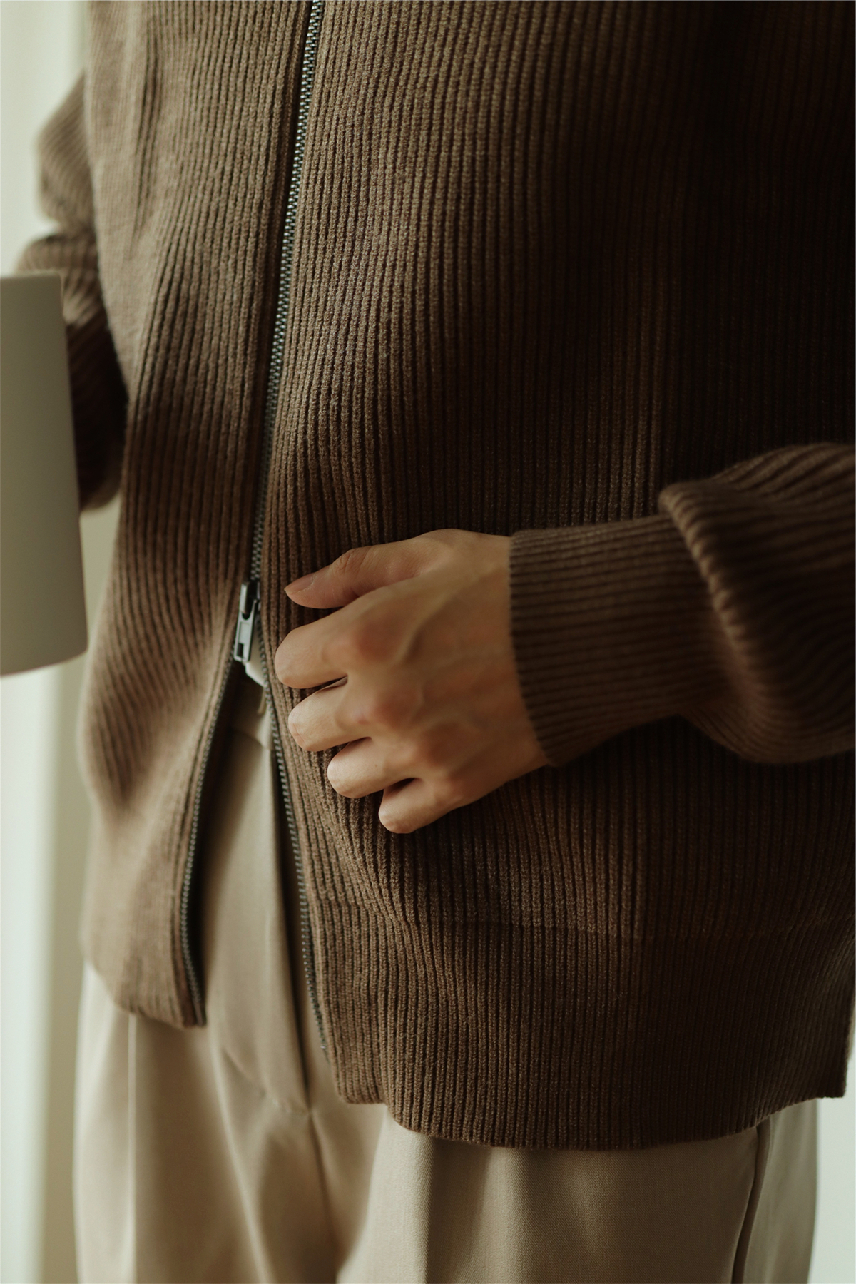 Men's Zipper Sweater brown