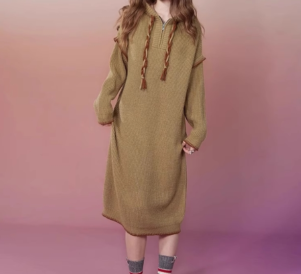 Casual Hooded Knitted Dress