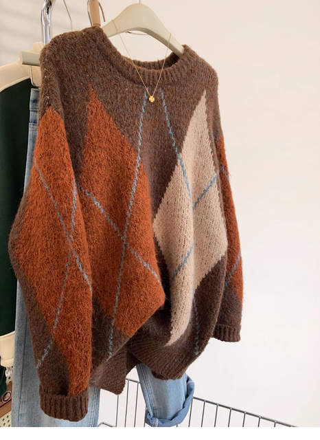 Diamond Colorblocking Women's Sweater