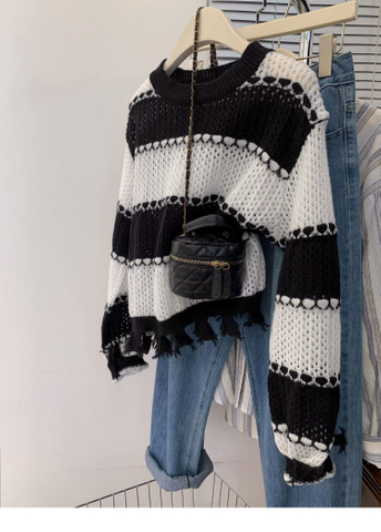 Green Striped Sweater for Women