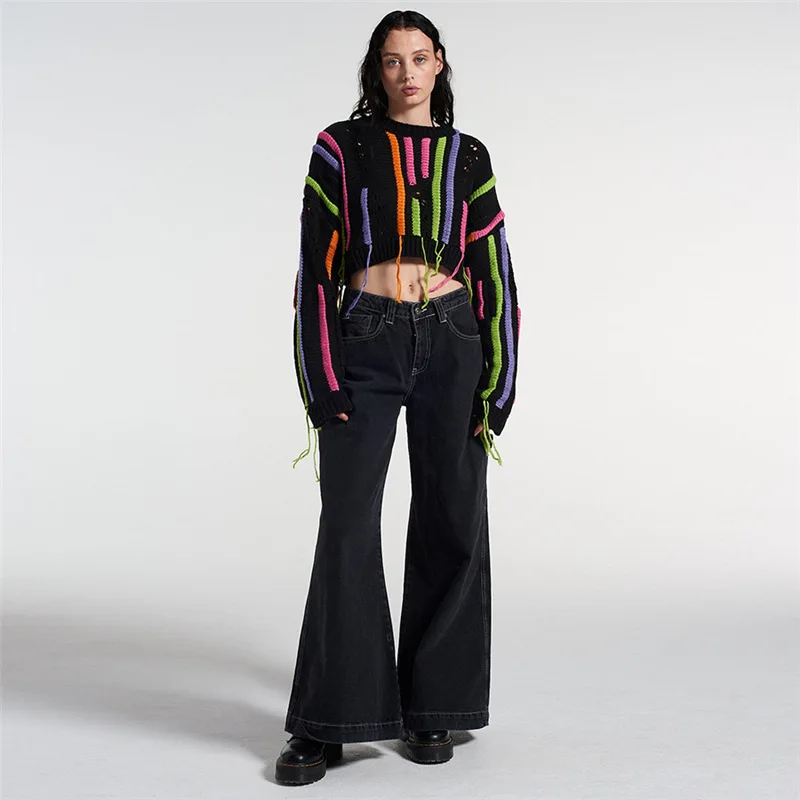 Patchwork Tassels Pullover Sweater