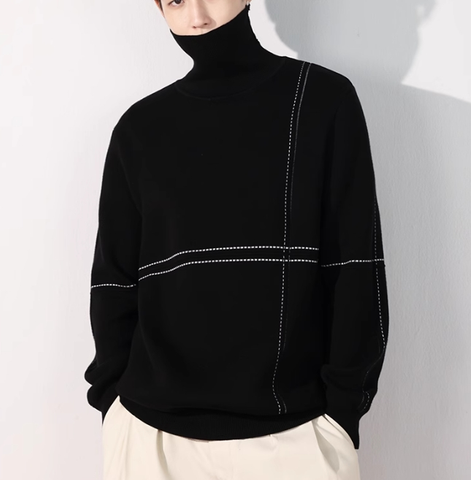 Men's Black Turtleneck Sweater