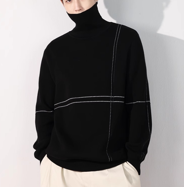 Ανδρικό πουλόβερ με μαύρο ζιβάγκο