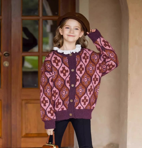Kids Jacquard Cardigan Sweater