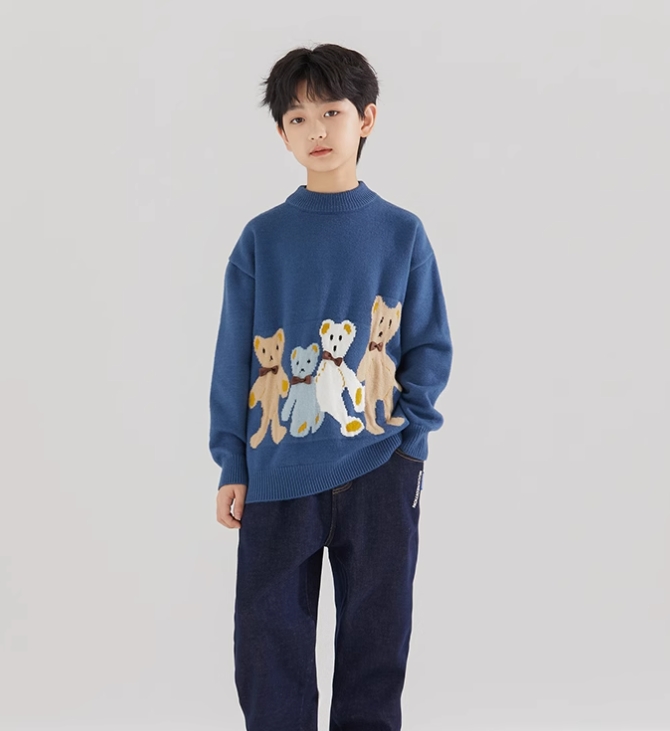 Children's Bear Pullover Sweater blue