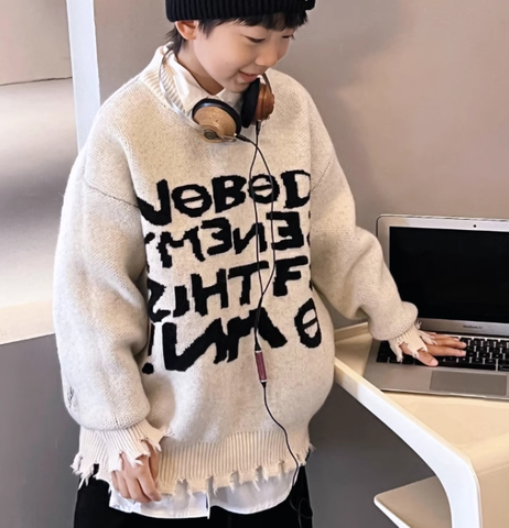 Boys' Fringe Trim Sweater