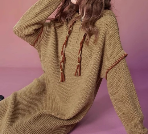 Casual Hooded Knitted Dress