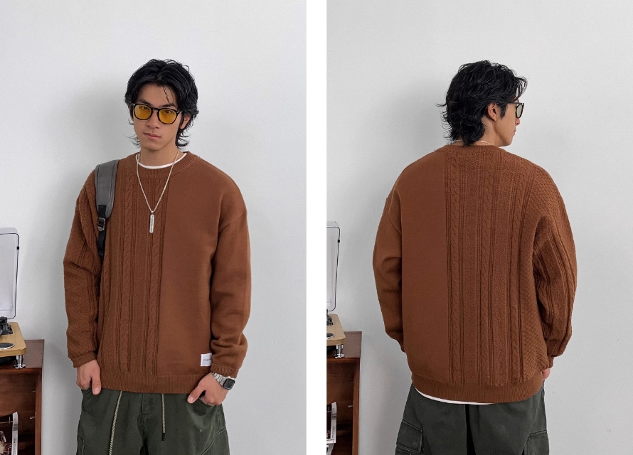 Plus Size Men's Sweater brown