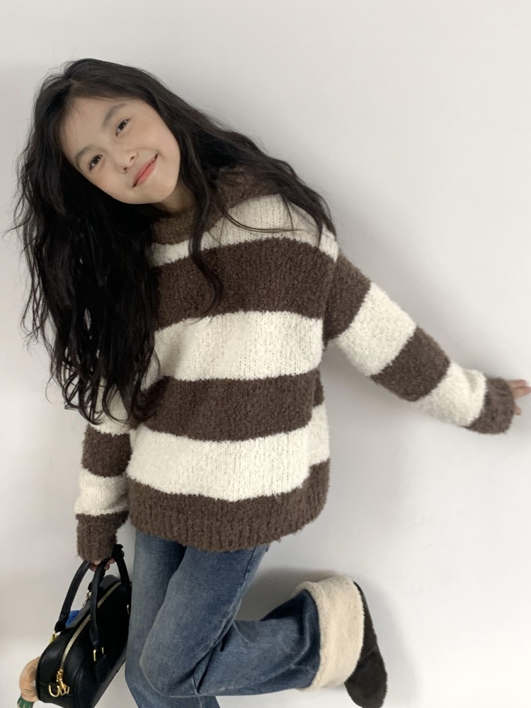 Children's Knitwear Hooded Sweater brown