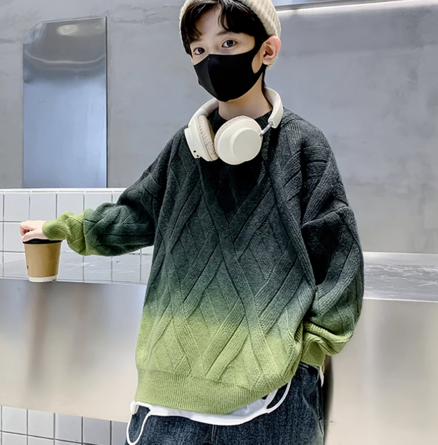 Children's Gradient Color Pullover Sweater