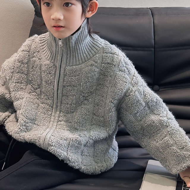 Boys' Gray Sweater Coat