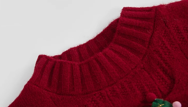 Red Knitted Christmas Sweater details