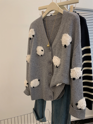 Women's V-Neck Sweater Gray