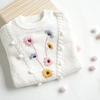 Girls Floral Embroidered Knitted Sweater