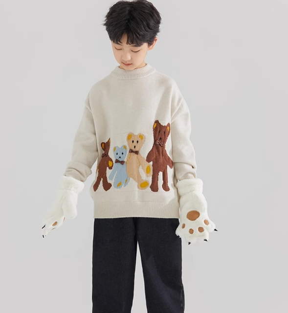 Children's Cute Bear Pullover Sweater