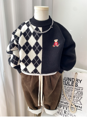 Lattice Round Neck Sweater for Children