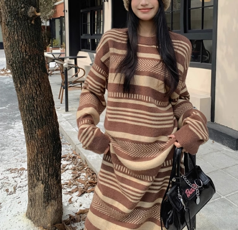 Vintage Stripe Knit Dress