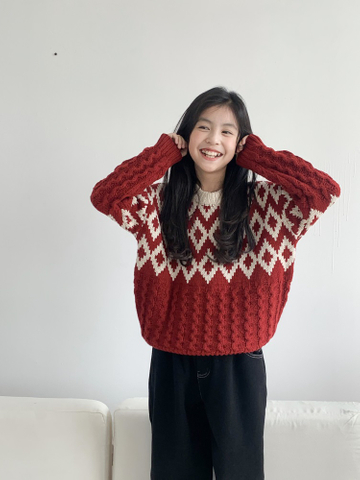 Girls' Faux Cashmere Red Sweater