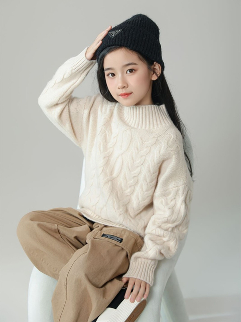 Girls' Half Turtleneck Wool Sweater