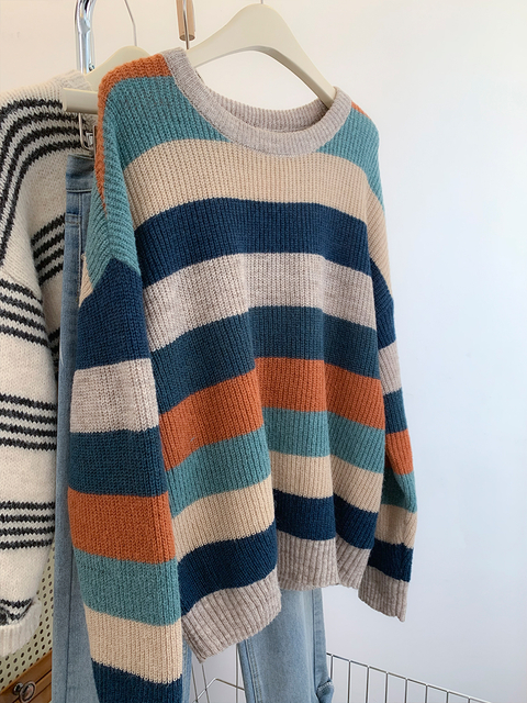 Women's Winter Striped Pullover Sweater