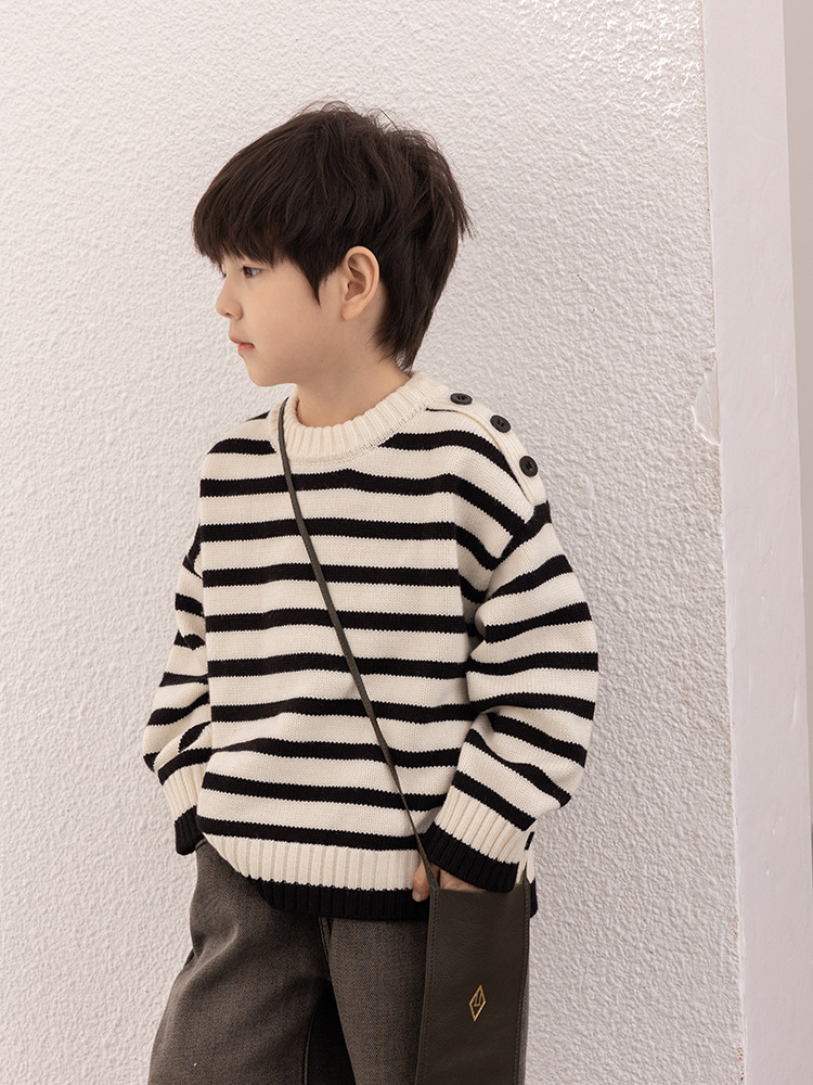 Black And White Striped Sweater for boy