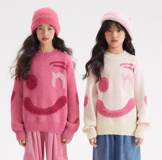 Girl's Smiley Print Sweater