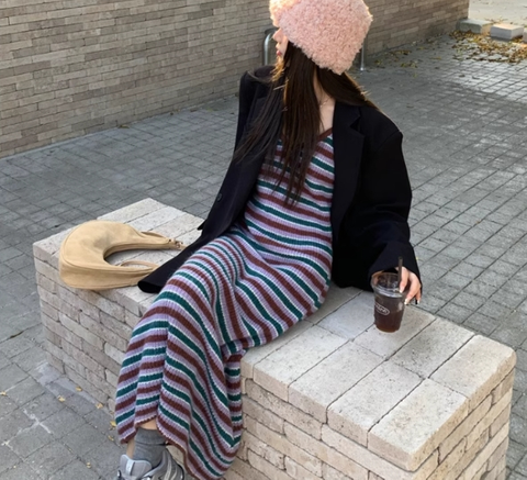 V-neck Knitted Dress