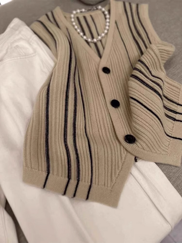 Vintage Striped Knit Tank Top for Women
