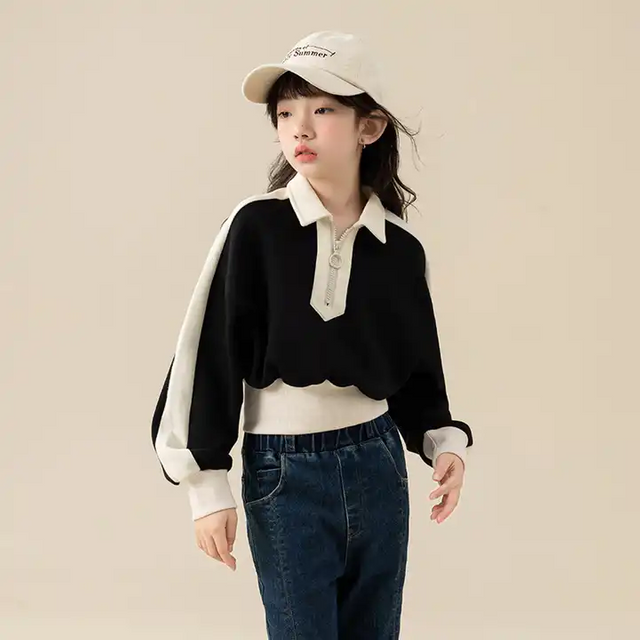 Girl Fashion Black White Long Sleeve