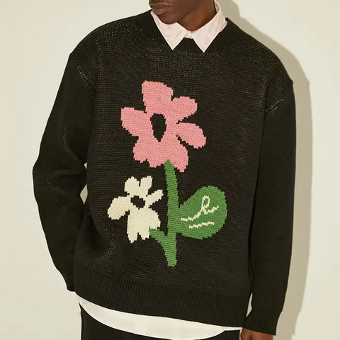 Flower Pullover Men's Knitted Sweater