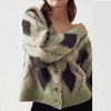 Geometric V Neck Knit Sweater