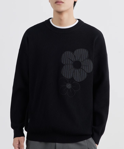 Men's Floral Embroidered Sweater