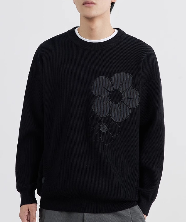 Men's Floral Embroidered Sweater
