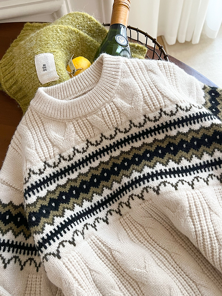 Boys' Vintage Pullover Sweater white
