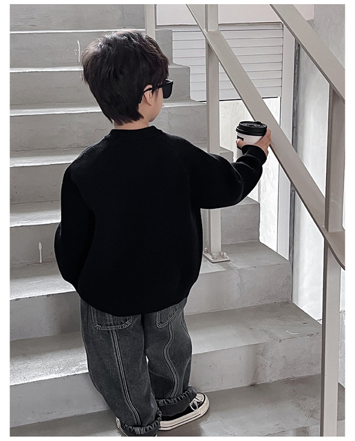 Boy's Black Pullover Sweater