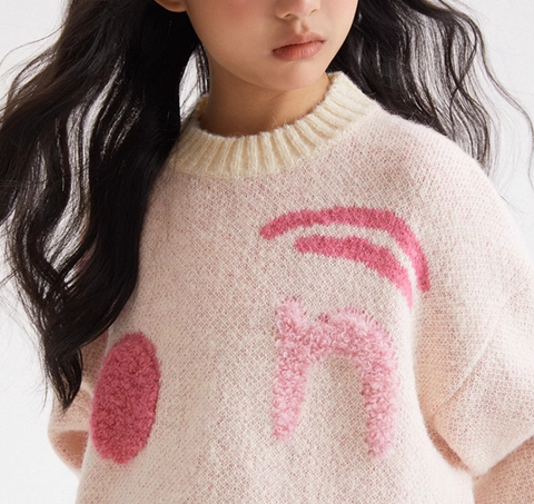 Girl's Smiley Print Sweater