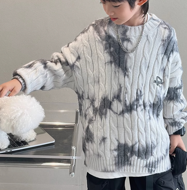 Boys' Light Gray Loose Sweater