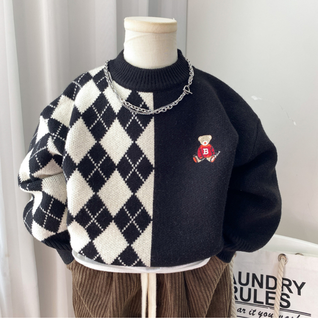 Lattice Round Neck Sweater for Children