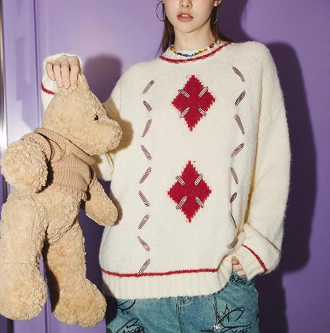 Red Diamond Plaid Sweater