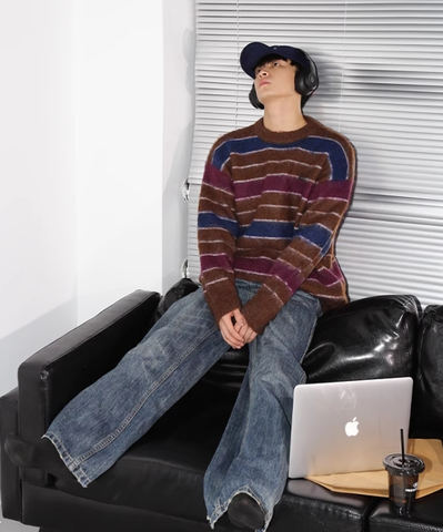 Men's Stripe Loose Sweater