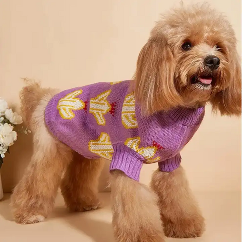 Cartoon Hand Knit Pet Sweater