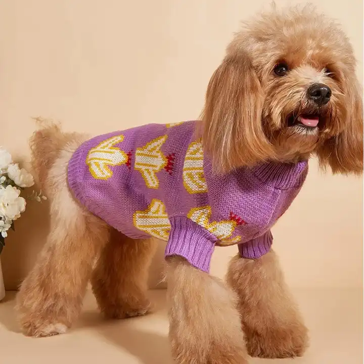 Tecknad handstickad tröja för husdjur