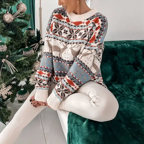 Christmas Knitted Pullover Long Sleeve Sweater