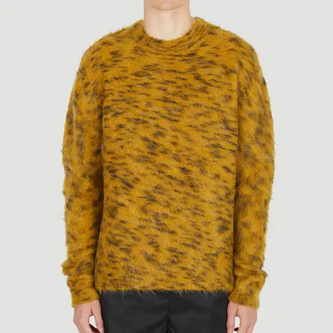 Men Mohair Fuzzy Long Sleeve Knitwear